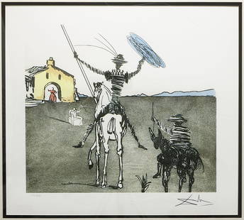 Salvador Dali (Spanish, 1904-1989) Impossible Dream: Giclee titled "Impossible Dream" by Salvador Dali. Acrylic under wooden frame. Signed and numbered 142/375 in pencil. Measures approx 19.25" x 17.25" sight (30" x 28" framed).