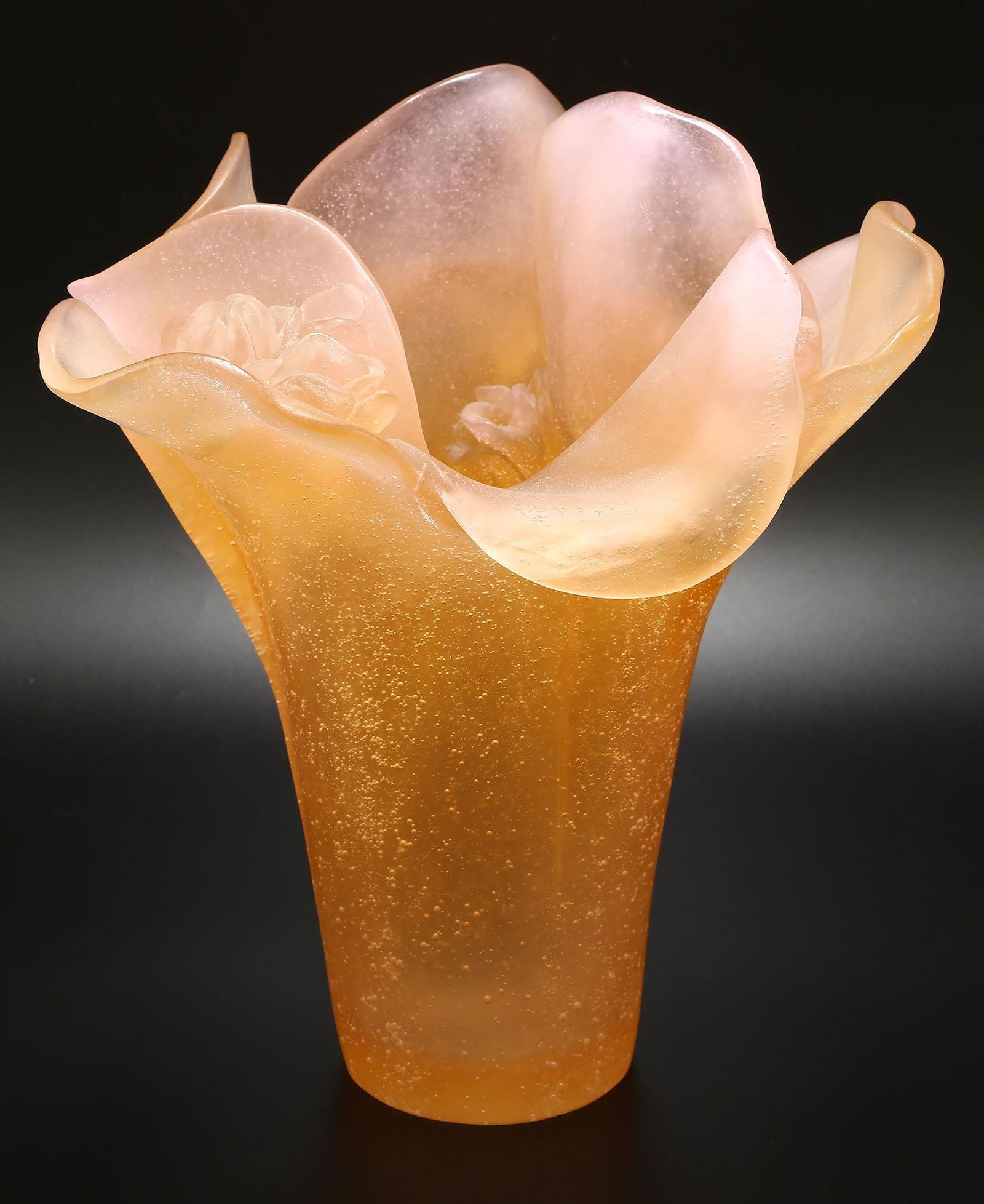 Daum Pate de Verre Camelia Medium Rose Vase (1 of 4)
