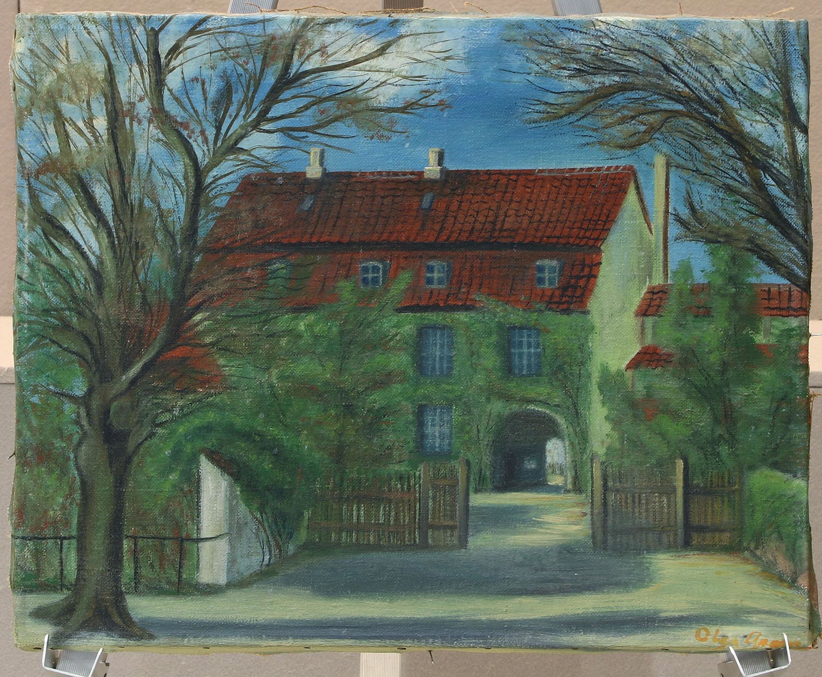 Signed Oil on Canvas House Painting (1 of 4)