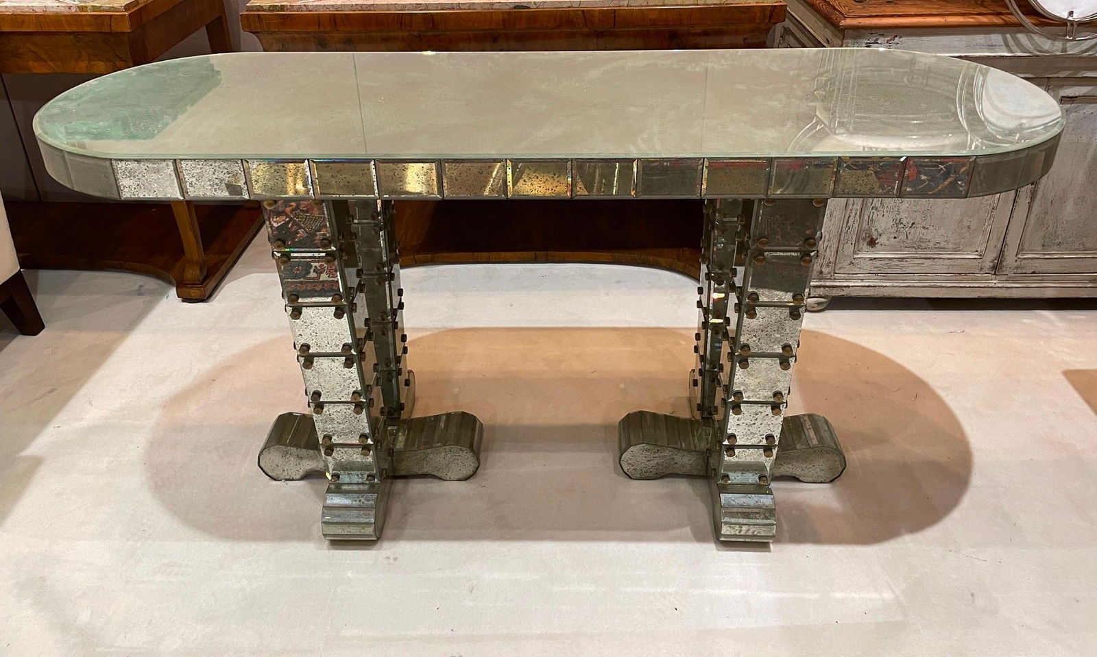 Pair of Wooden Mirrored Console Tables (1 of 8)