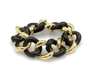 Seaman Schepps 18K Yellow Gold Ebony Link Bracelet