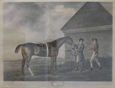 George Stubbs (English, 1724-1806) Eclipse Etching: Framed etching of the famous thoroughbred Eclipse. Measures approx 38.5" x 32.5" framed. wpm954901 Have a similar item to sell? Contact us at info@marketauctionsinc.com Please review all p