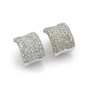 18K White Gold 8.75ct Pave Diamond Huggie Earrings