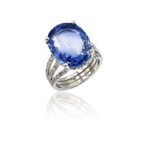 Platinum 12ct Sapphire and Diamond Ring