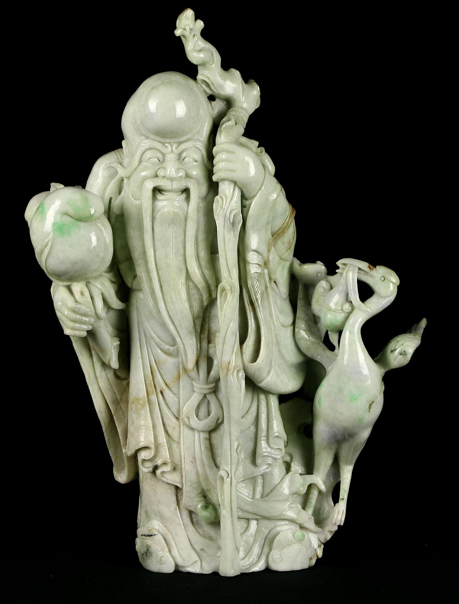 Shou Xin Gong Chinese Hand Carved Jadeite Figure (1 of 4)