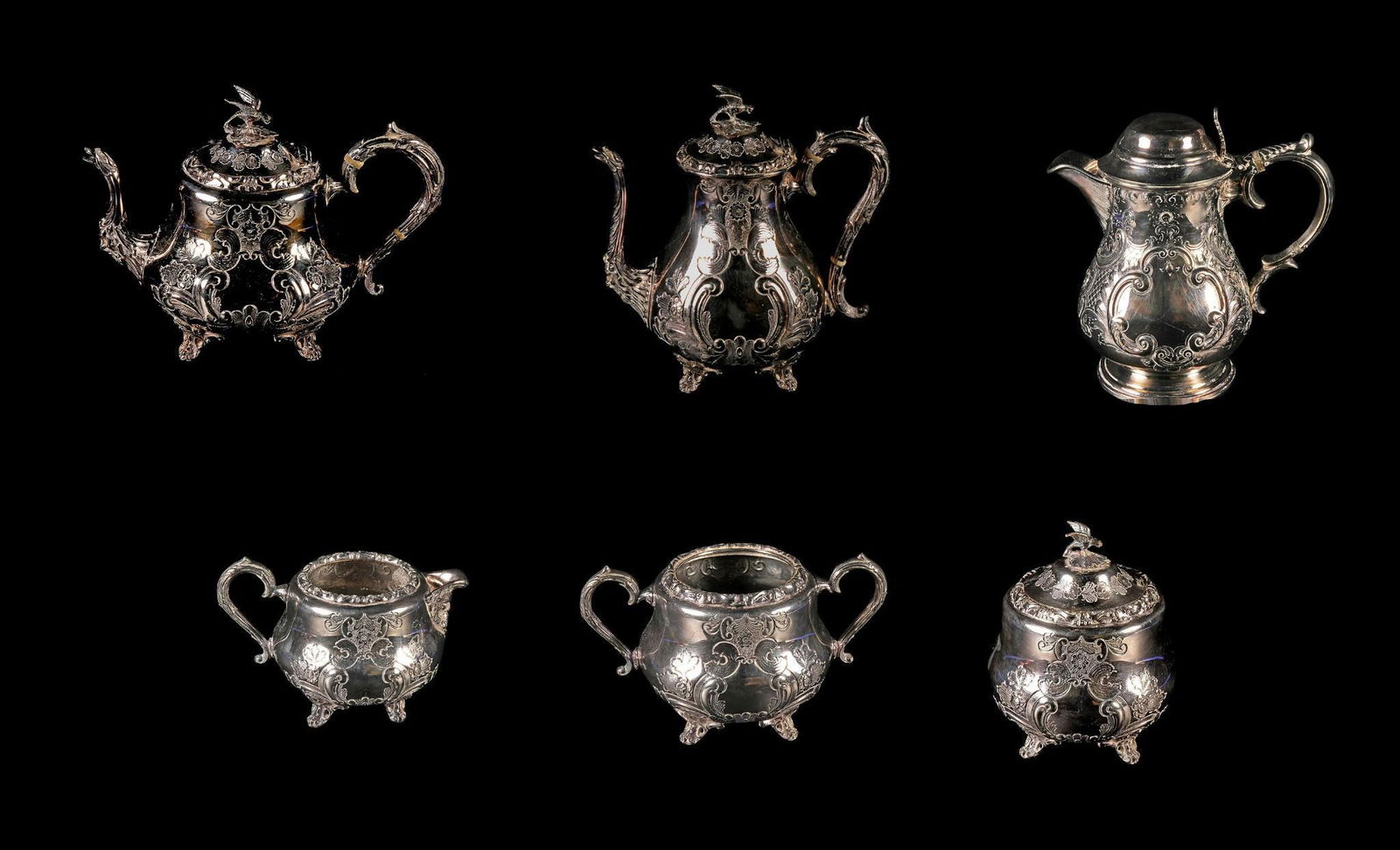 Antique 6 Pc Silver Plate Coffee/Tea Set (1 of 7)