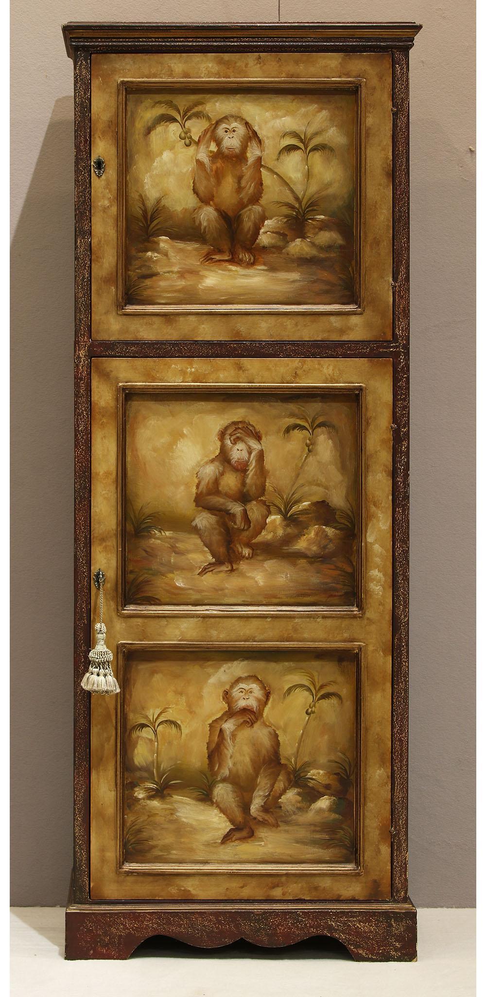 Hand Painted Wooden Locking Cabinet (1 of 3)