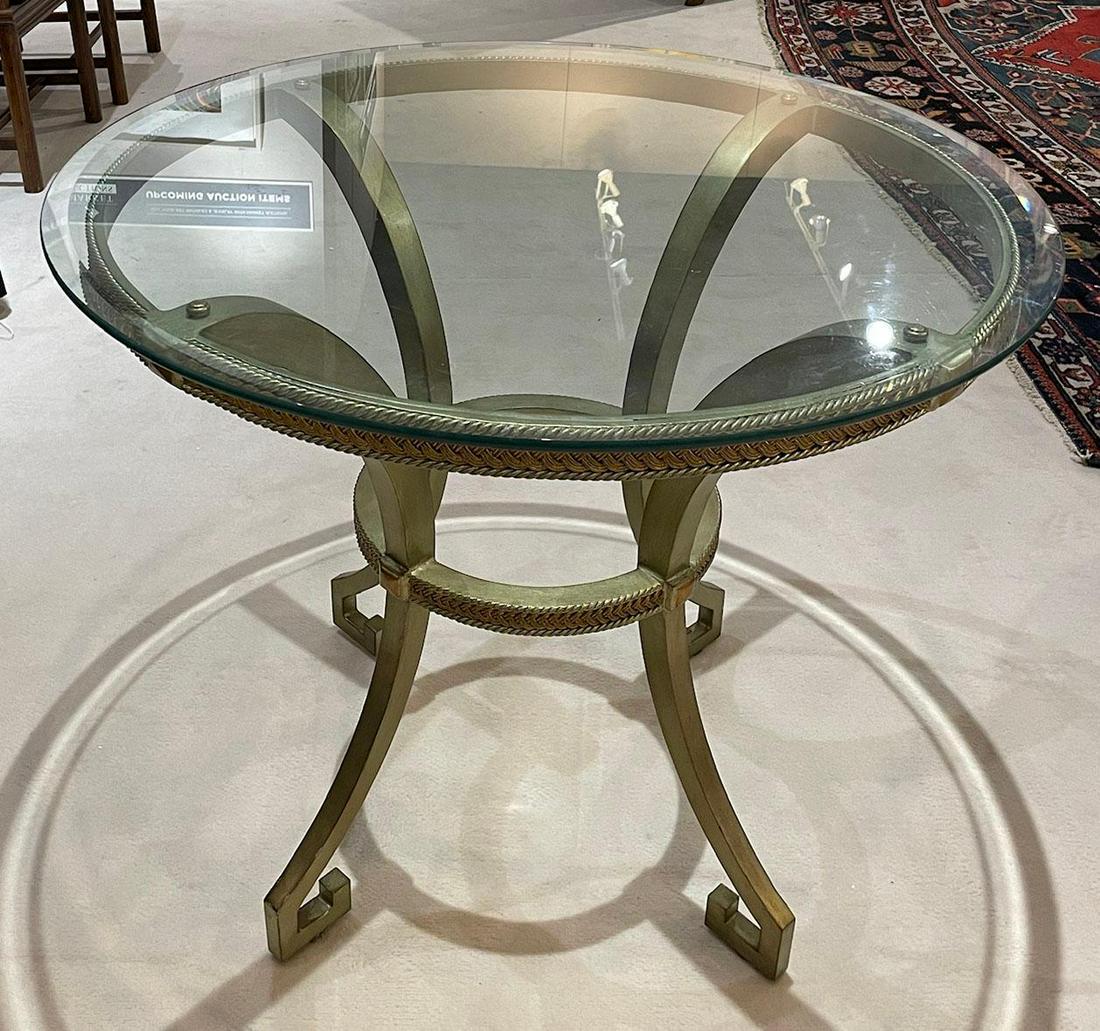 Brass 36" Glass Top Table (1 of 5)