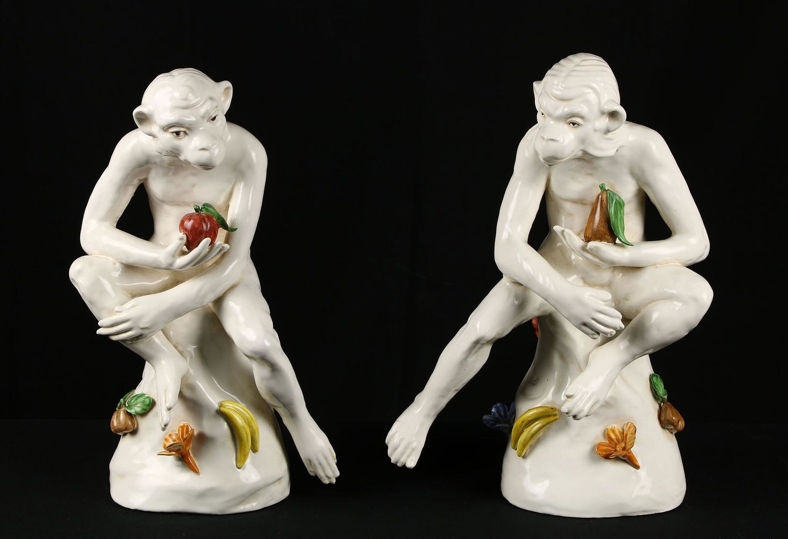 Pair of Italian Porcelain Monkey Figurines (1 of 4)