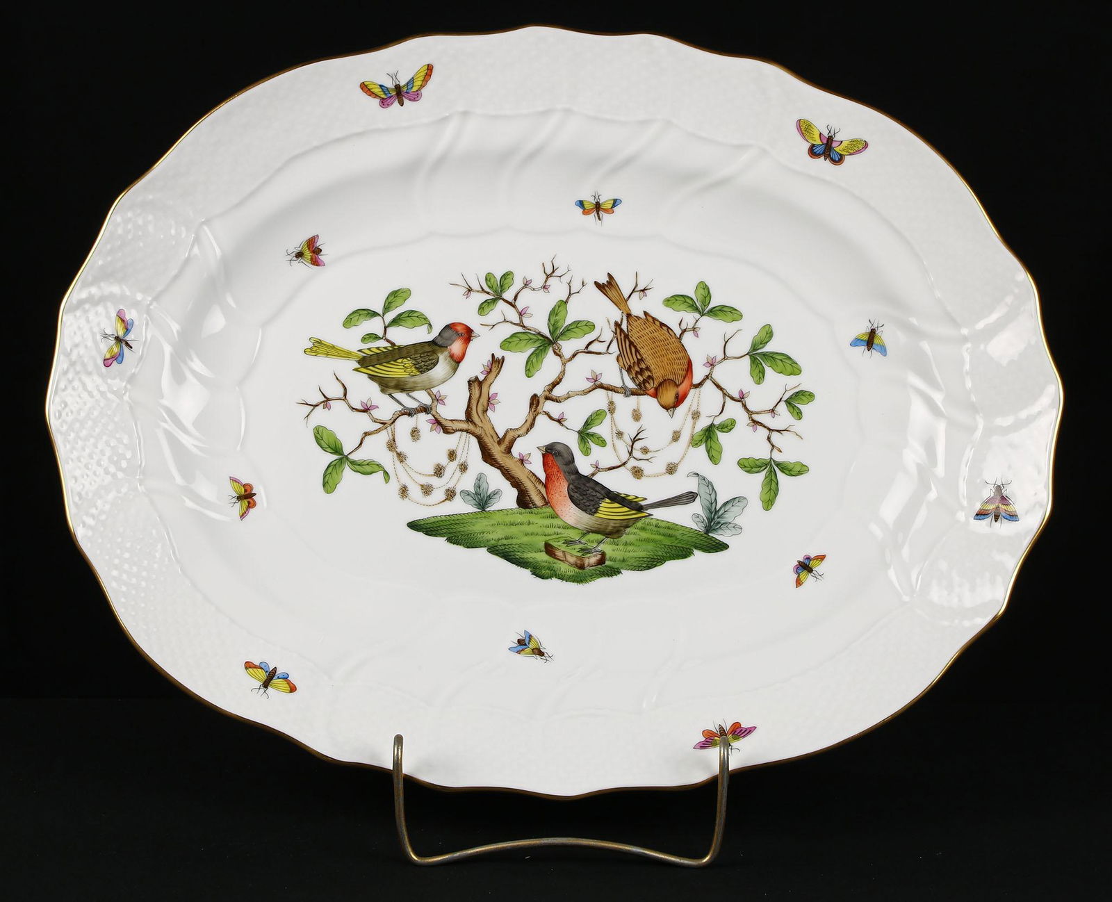 Herend Porcelain Rothschild Large Bird Oval Platter (1 of 4)