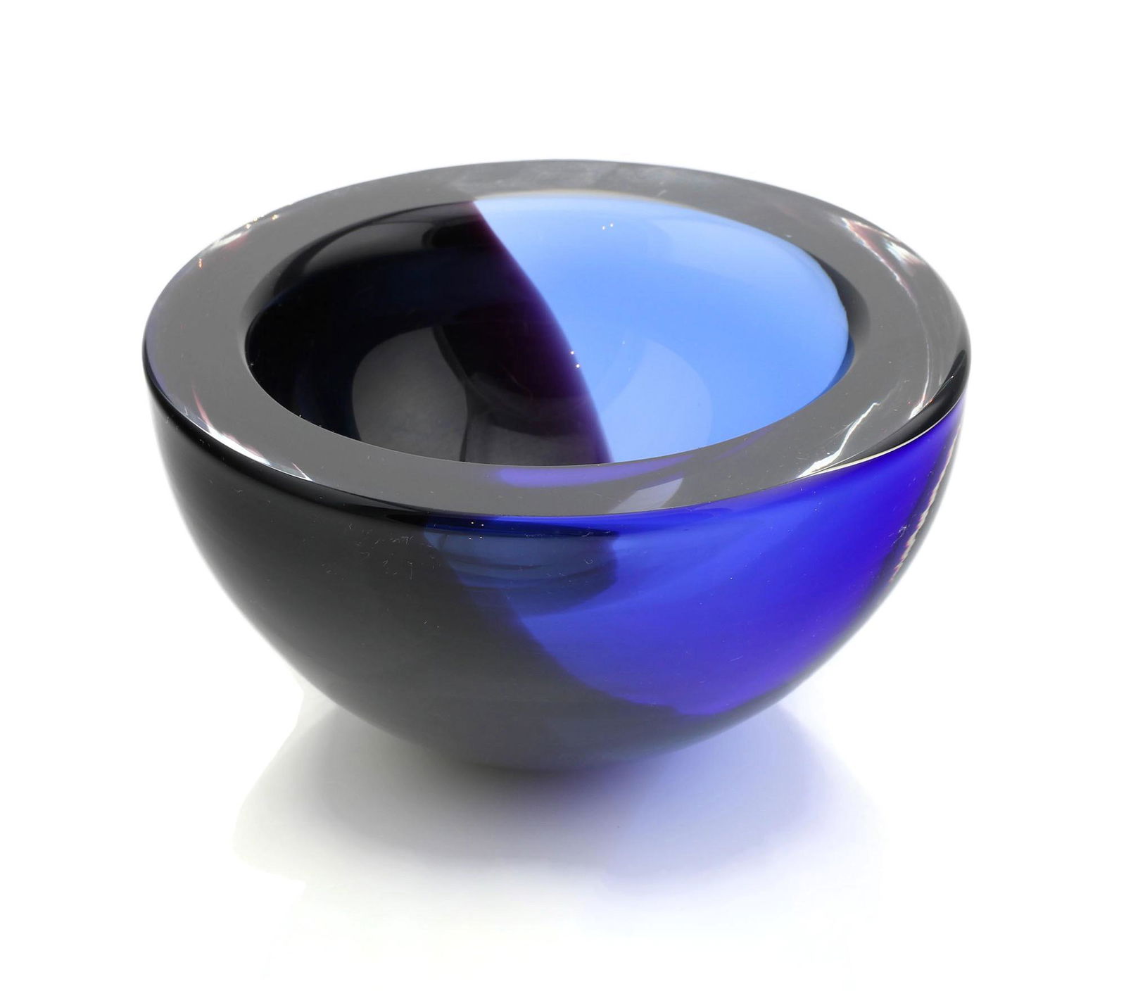 Signed Heavy Blue Art Glass Bowl (1 of 3)