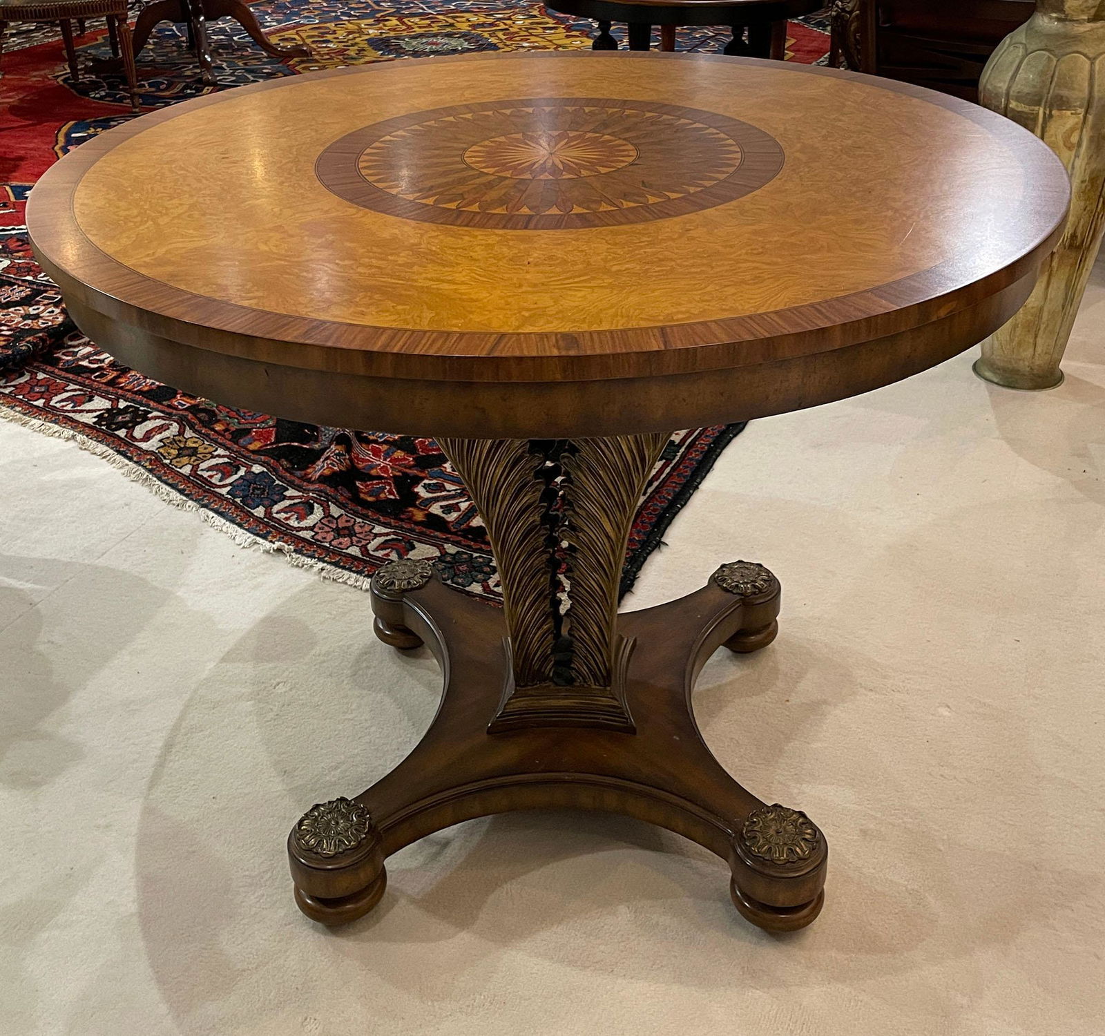 Maitland Smith Walnut & Mahogany Inlaid Center Table (1 of 4)
