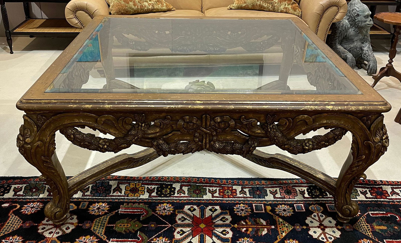 Large Carved Wood Coffee Table (1 of 6)