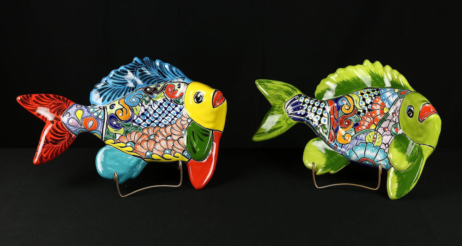 Pair of Mexican Talavera Venegas Fish Wall Art Pieces (1 of 5)