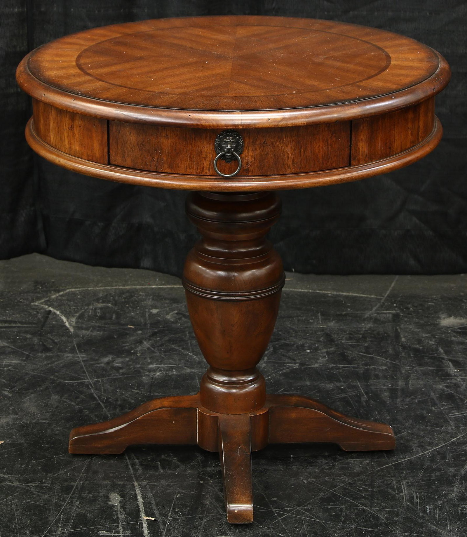 Circular Inlaid Wooden End Table (1 of 3)
