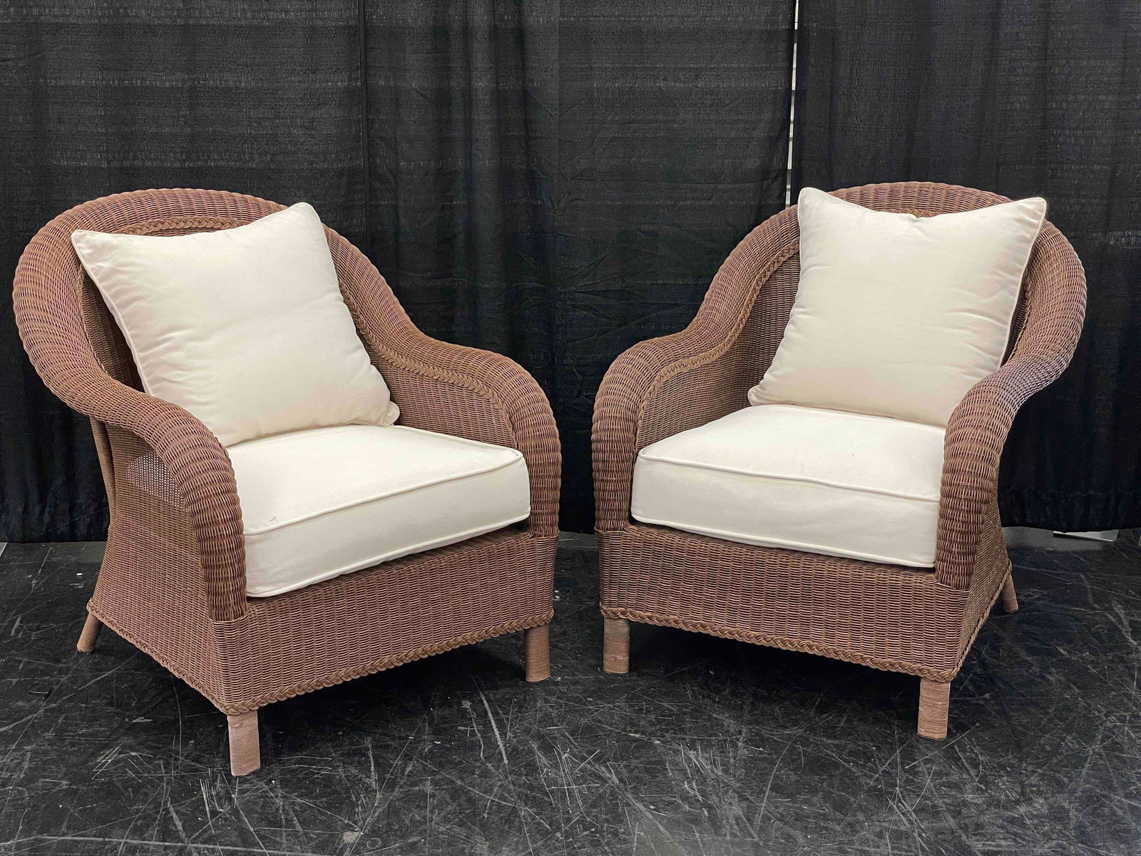 Set of 4 Brown Wicker Patio Chairs (1 of 3)