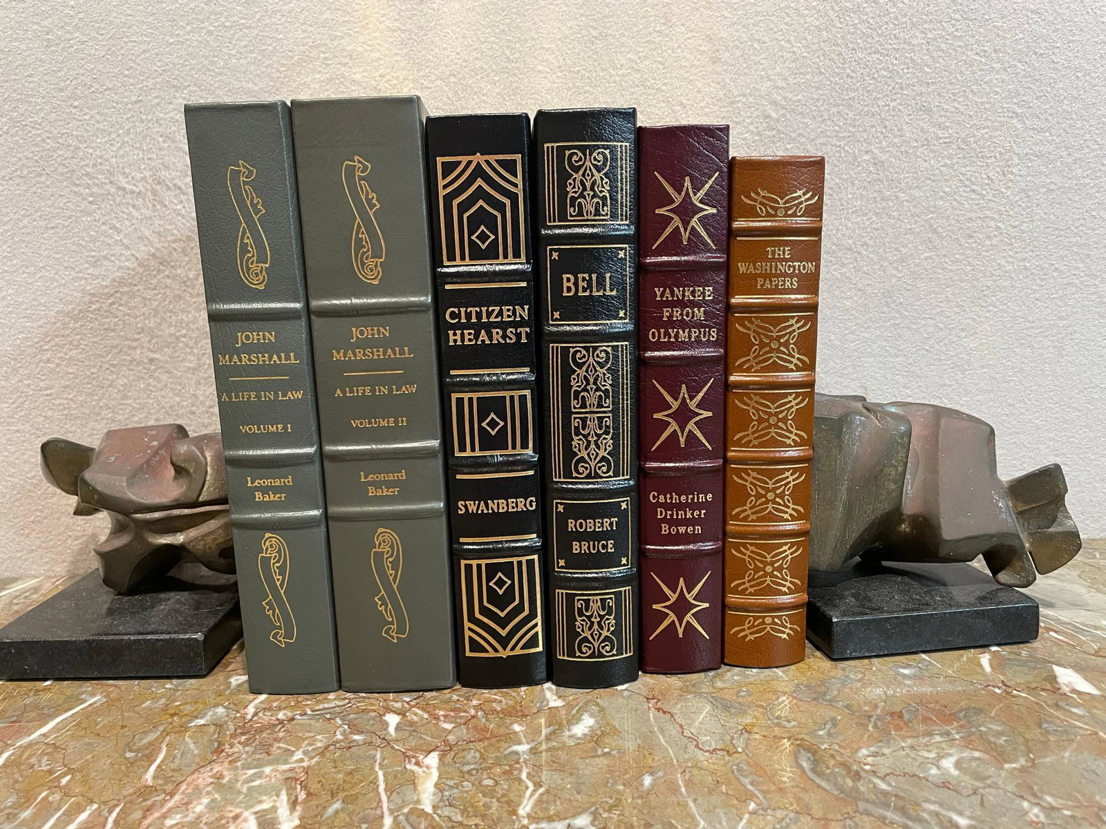 Set of 6 American History/Biographical Works: This set of 6 American History/Biogrpahical Works were printed by The Easton Press and are in excellent condition. The Set contains 1. John Marshall A Life in Law by Leonard Baker Volumes I and II wer