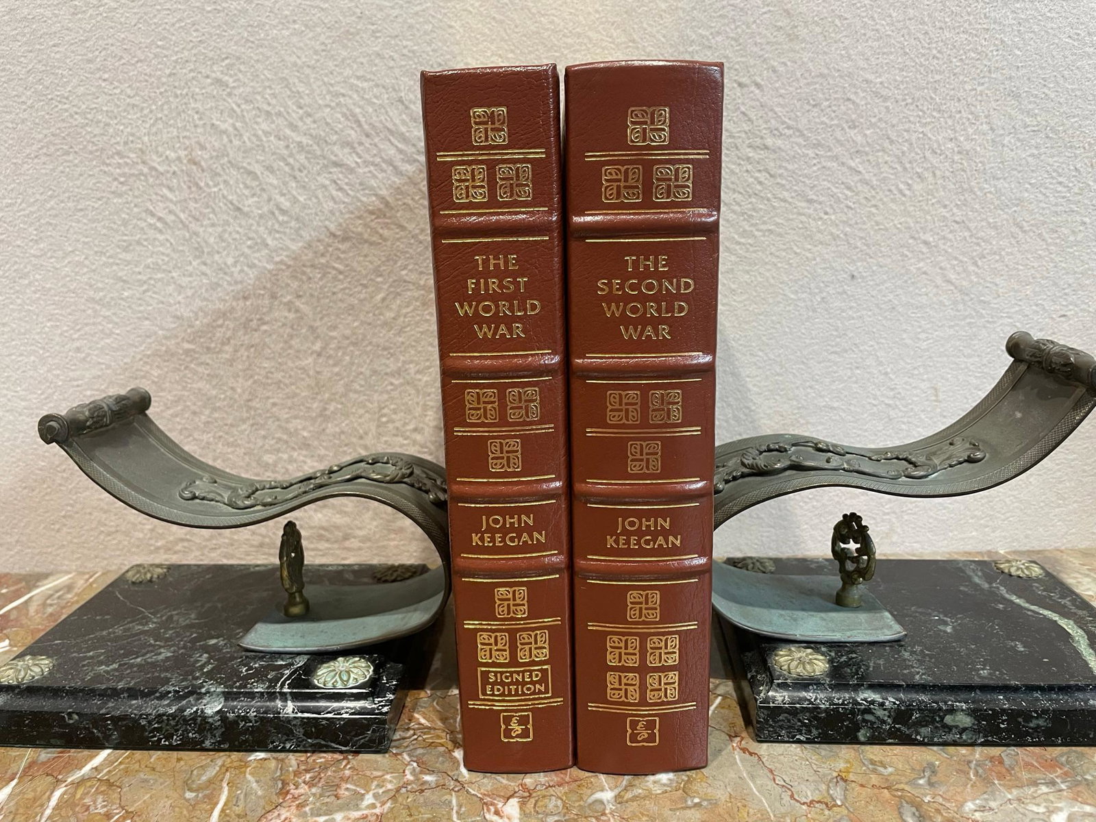 The First and Second World War by John Keegan-2 vol.: This 2 volume set by John Keegan were printed in 2000 by The Easton Press and are in excellent condition. They measure 10" tall and contain 1. The First World War - this is a signed copy by the au