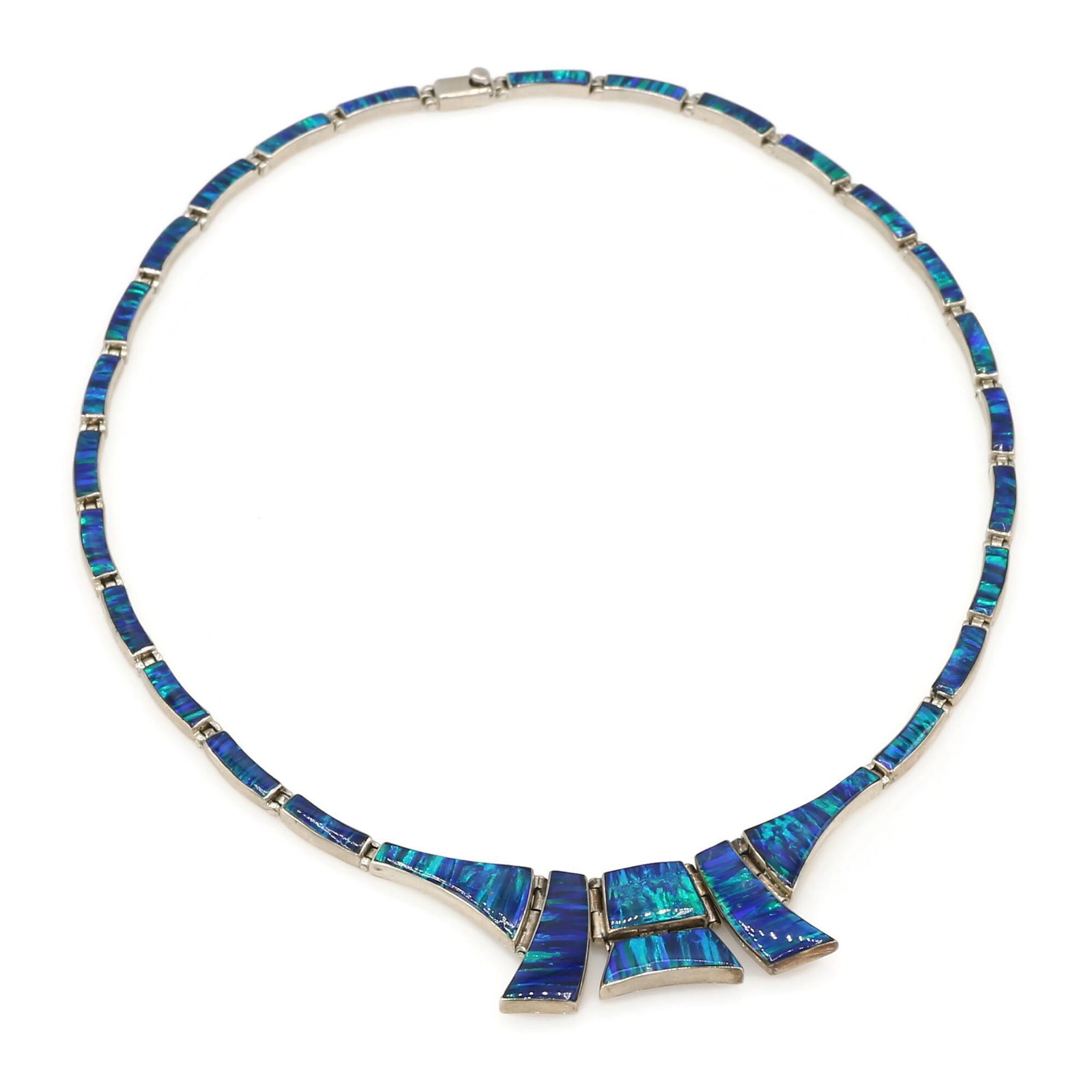 Mexican Sterling Silver Multi Colored Stone Necklace (1 of 4)