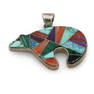 Sterling Silver Multi Color Inlay Bear Slide Pendant