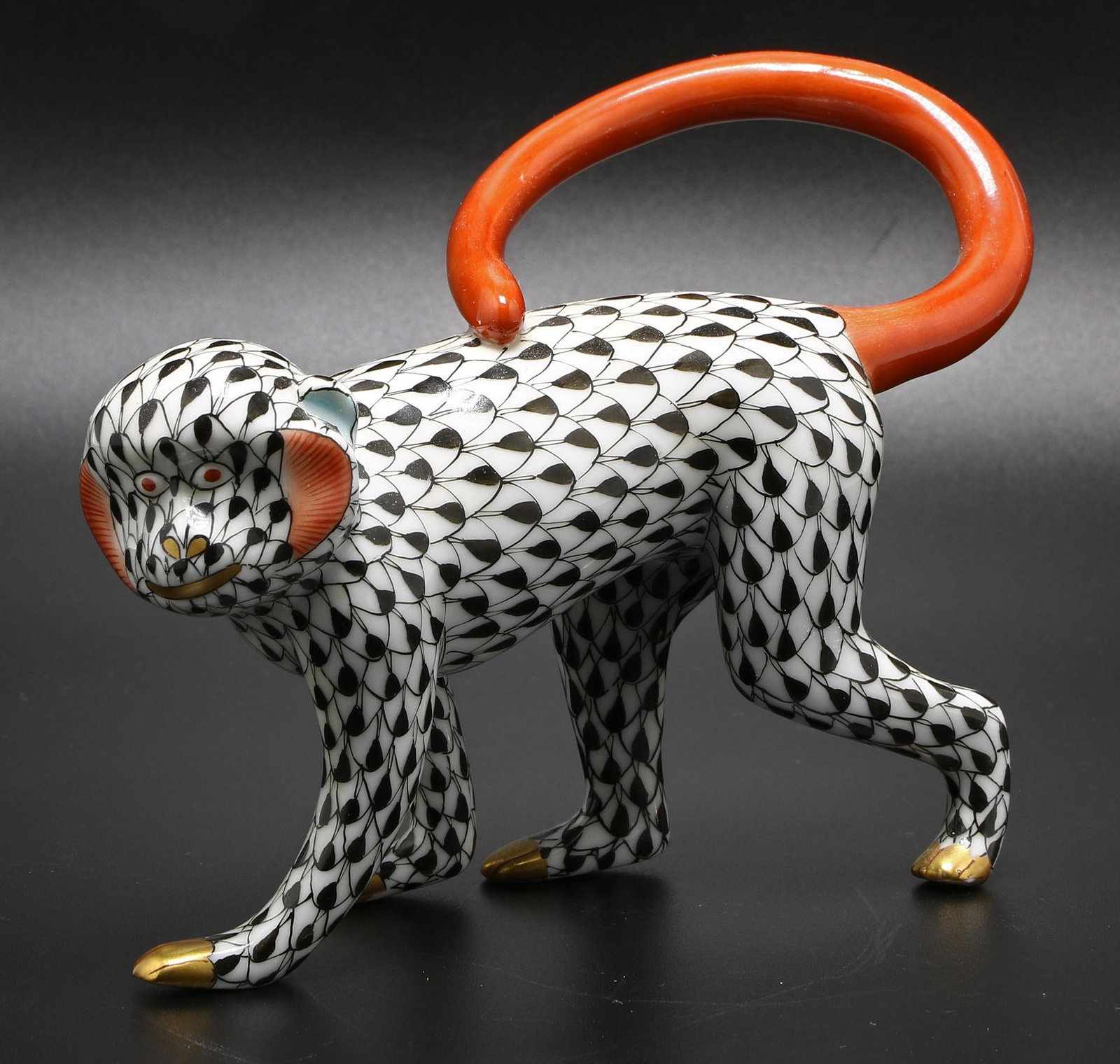 Herend Porcelain Black Fishnet Monkey Figurine (1 of 4)