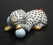 Herend Porcelain Black Fishnet Puppy