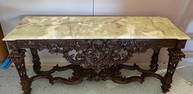 Pair of Carved Marble Top Consoles