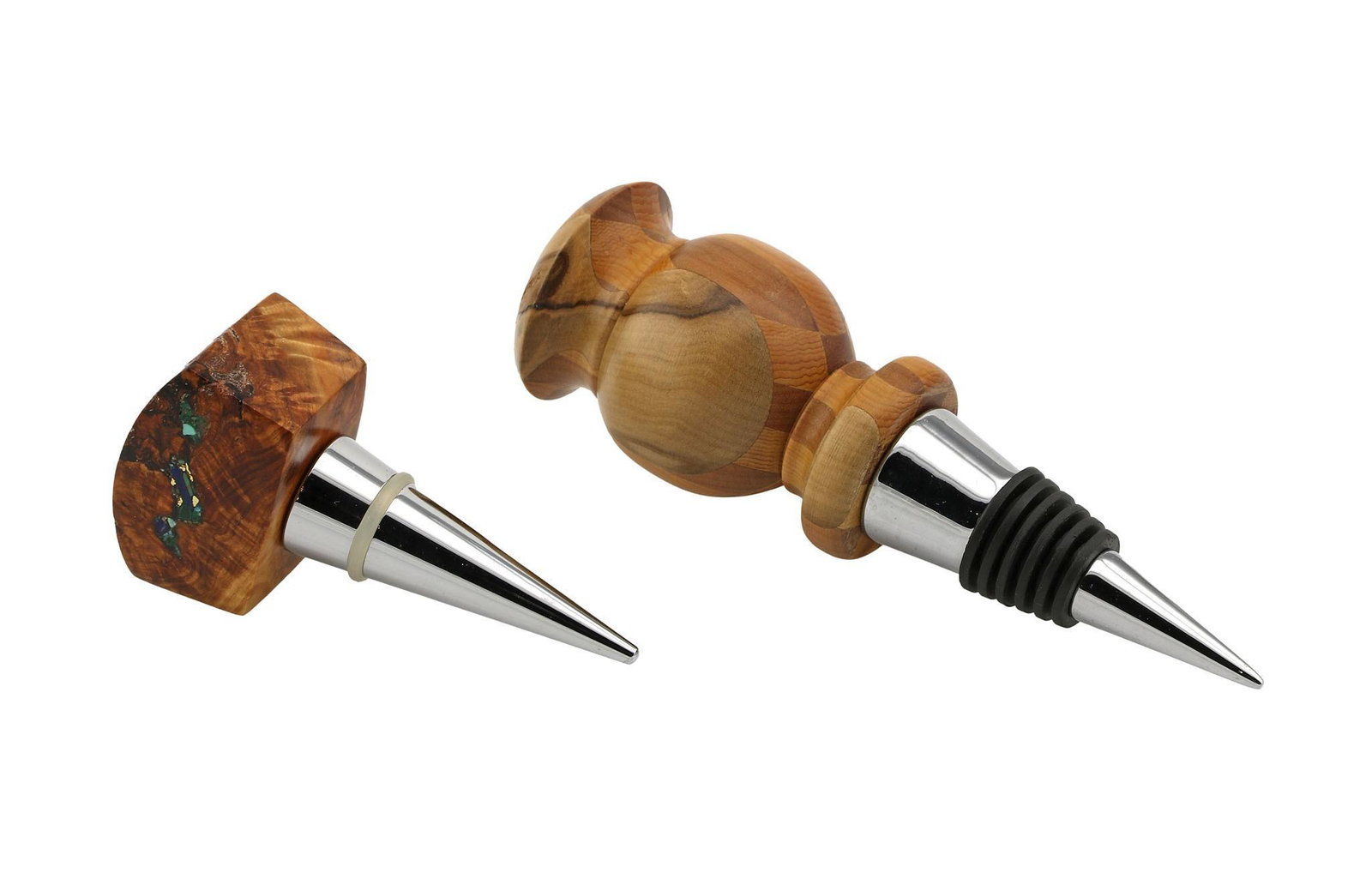 Pair of Fancy Wooden Bottle Stoppers (1 of 2)
