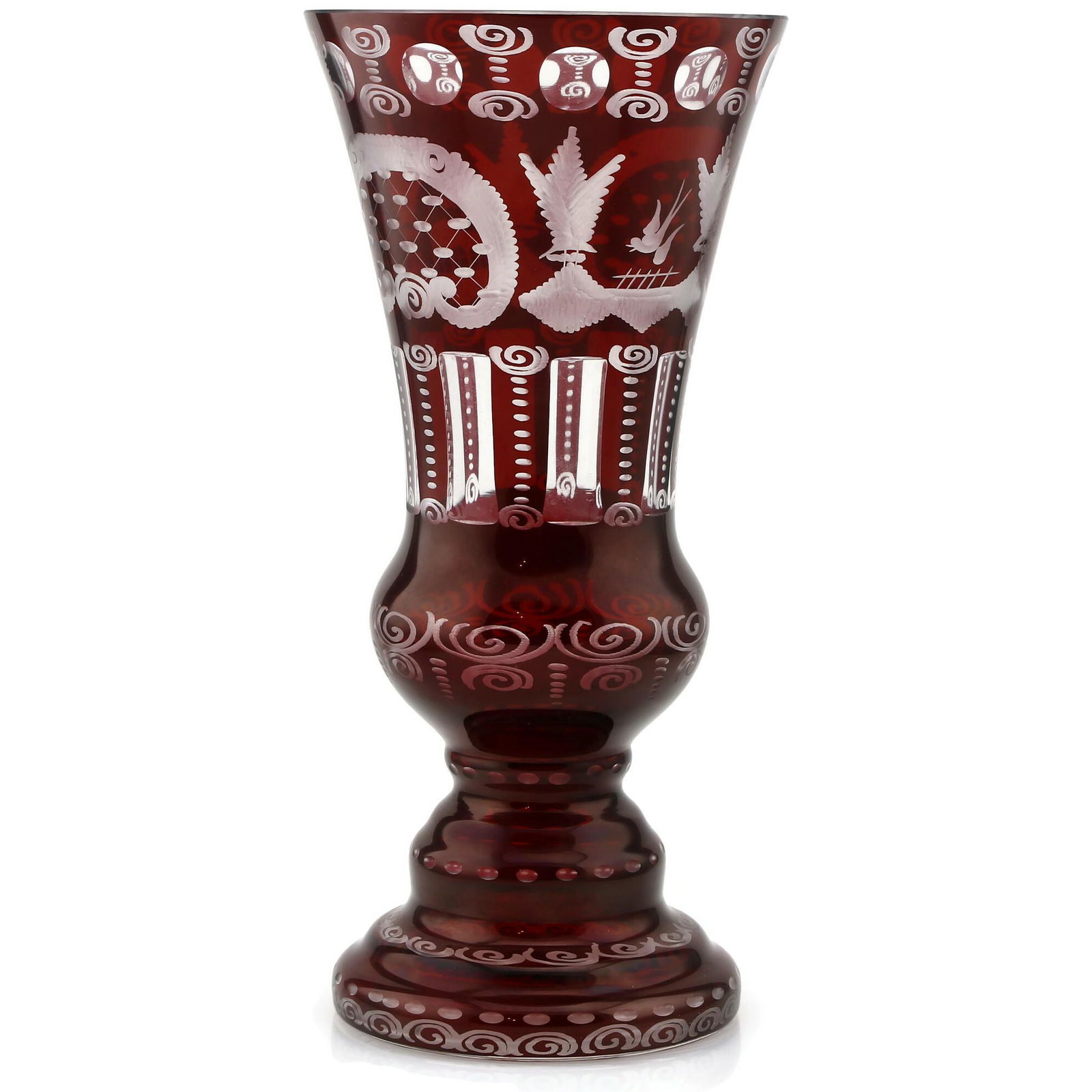 Vintage Czech Egermann Red Etched Vase (1 of 3)