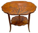 Emile Galle (French, 1846-1904) 2 Tiered Marquetry Inlaid Table