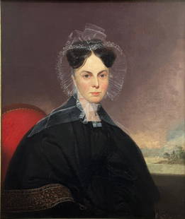 William Sidney Mount (American, 1807-1868) Oil on Canvas: Framed oil on canvas by William Sidney Mount depicting a portrait of Elizabeth Penfield. Circa 1833. It measures approx 30" x 25" (36.5" x 32" framed). Frame shows a minor blemish here
