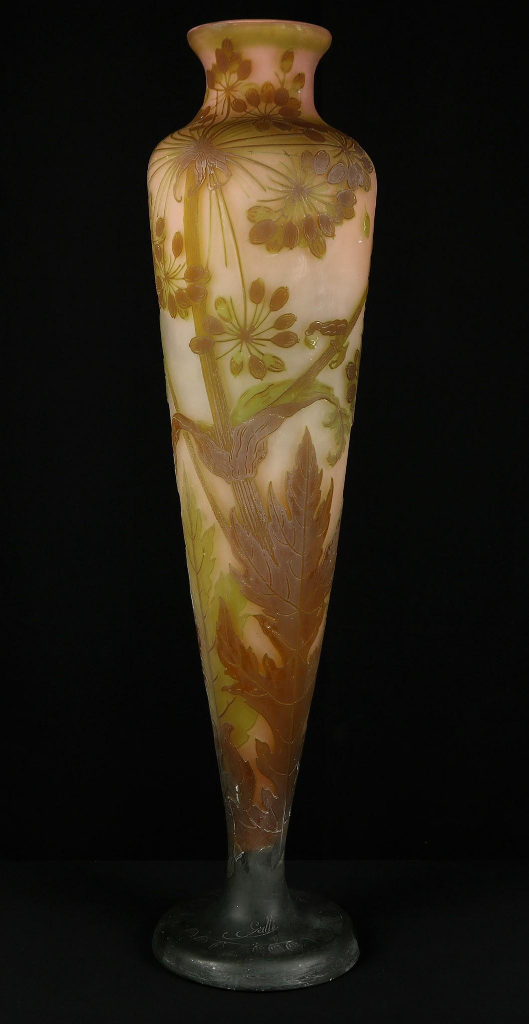 Emile Galle Tall Cameo Glass Vase (1 of 5)