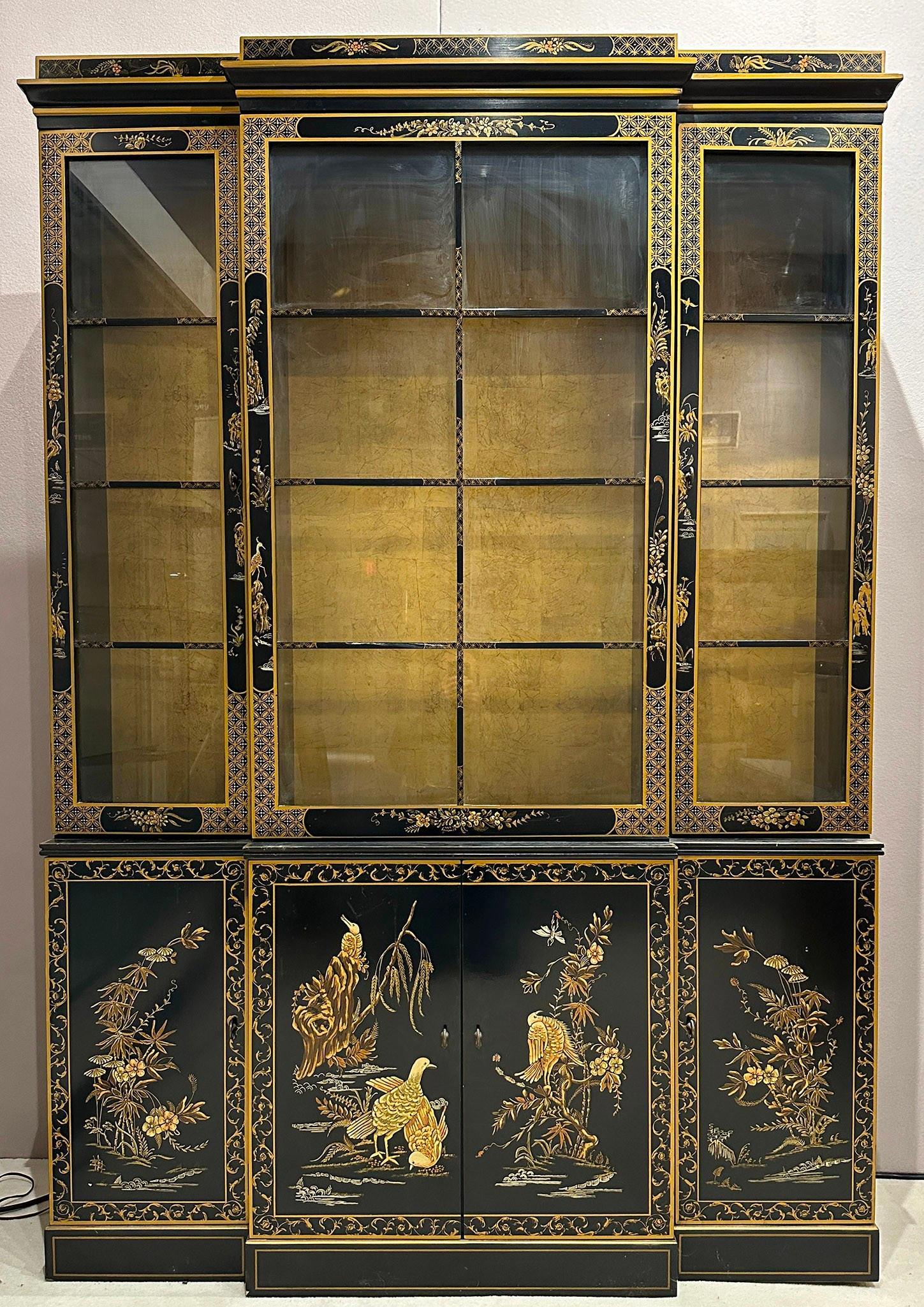 Drexel Chinoiserie Black Lacquered China Cabinet (1 of 7)