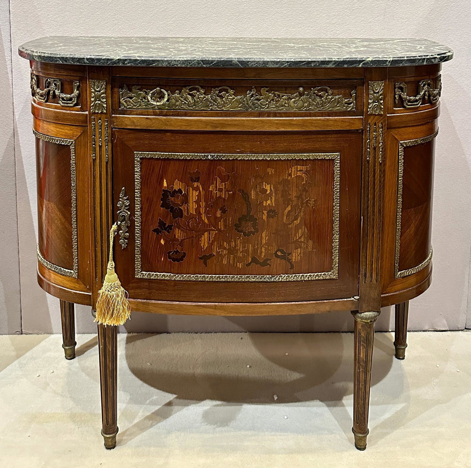 Antique Marquetry Marble Top Commode (1 of 9)