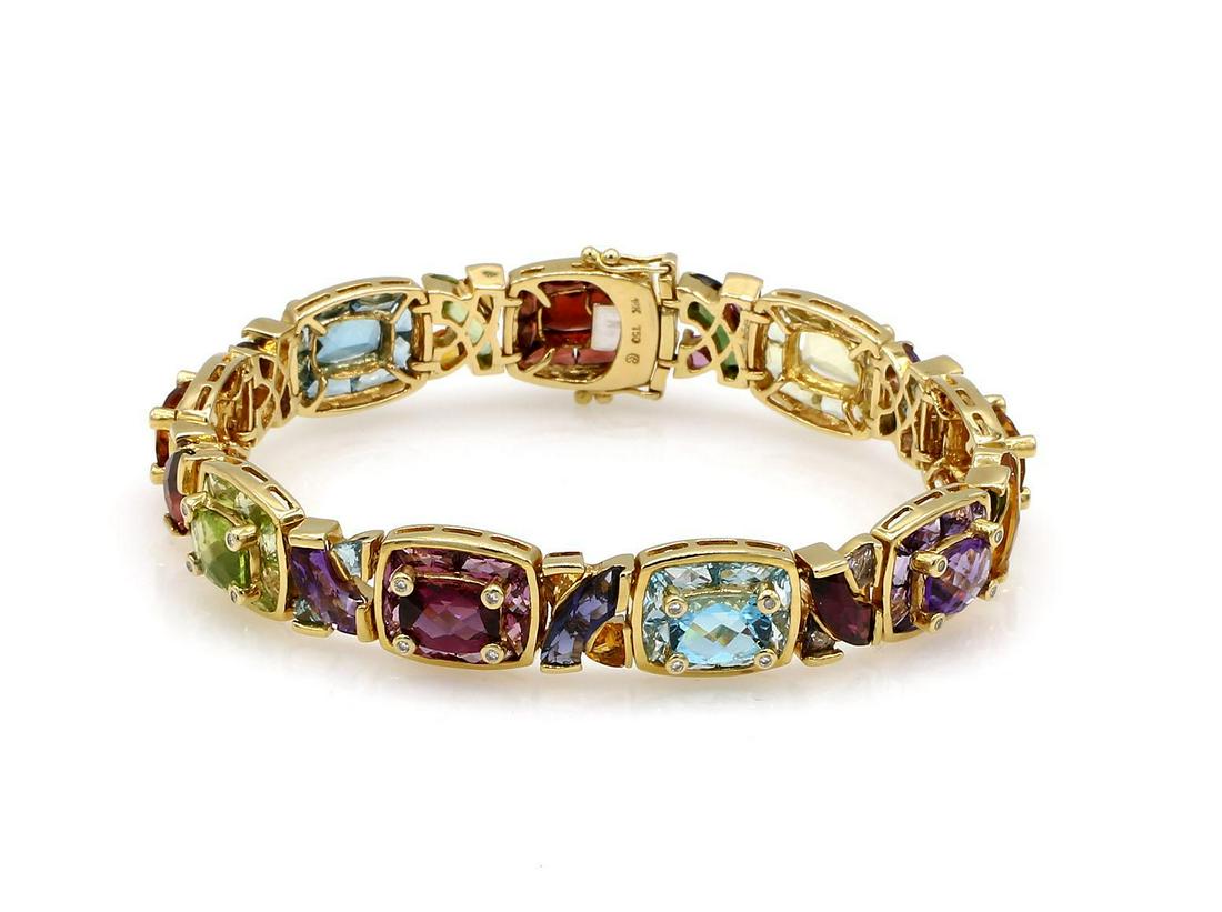 18K YG Semi Precious Gemstone & Diamond Bracelet (1 of 3)
