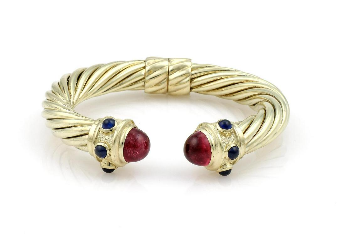 David Yurman Cable Bracelet with Gemstone and 14K Gold in Silver, 7mm |  Neiman Marcus