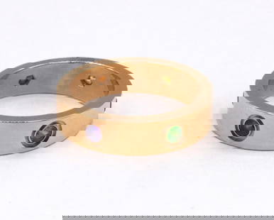 Cartier 18Kt "Love" Sapphire Ring: Cartier 18Kt Rose Gold "Love" Sapphire, Garnet & Amethyst Ring. With pink, blue and yellow sapphires, orange garnet and amethyst. Size approx. - 9. Weight approx. - 6.7 dwt. Retail approx.