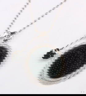 Roberto Coin "Caviar" 18Kt Onyx & Diamond Pendant w/ Necklace: Roberto Coin "Caviar" 18Kt White Gold Onyx & 0.50ct. Approx. Diamond Pendant w/ Necklace. Necklace measures approx. - 17" long. Weight approx. - 16.1 dwt. Retail - $7,300. WPM763721 H