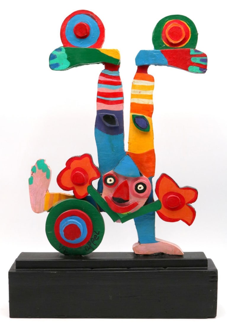 Karel Appel "Clown" Hand Painted Wooden Sculpture (1 of 7)