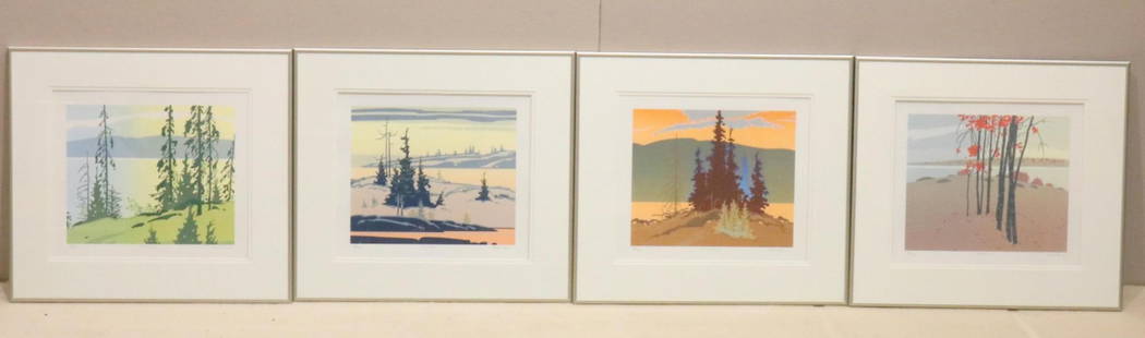 Robert Genn "Four Seasons" Serigraph Suite: Robert Genn (Canadian, 1936 -2014) "Four Seasons" Serigraph Suite. Four Seasons, set of 4 serigraphs: Spring, Summer, Autumn and Winter Serigraphs, all numbered 78/100. Not dated. Signed Lower