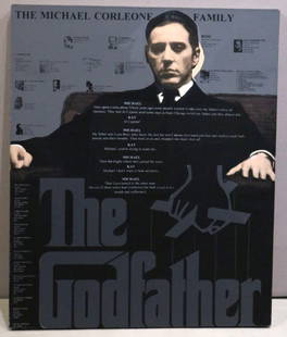 Steve Kaufman (American 1960-2010) "The Godfather" Silkscreen: Steve Kaufman (American 1960-2010) "The Godfather" Silkscreen on Canvas. The Michael Corleone Family. Numbered - 85/100. Signed SAK on reverse. Measures approx. - 37 1/2" high x 31 1/8"