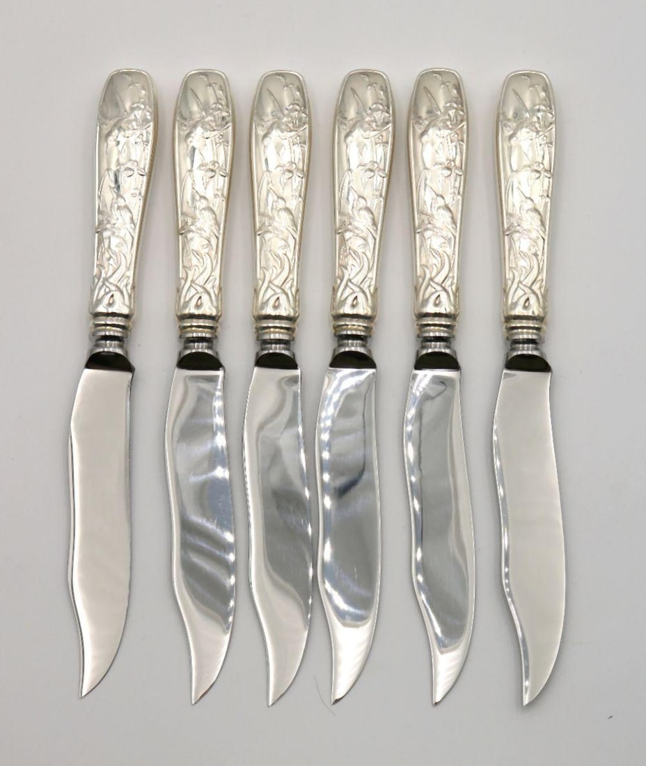 6 Pc. Tiffany & Co. "Audubon" Sterling Silver Fish Knives (1 of 5)