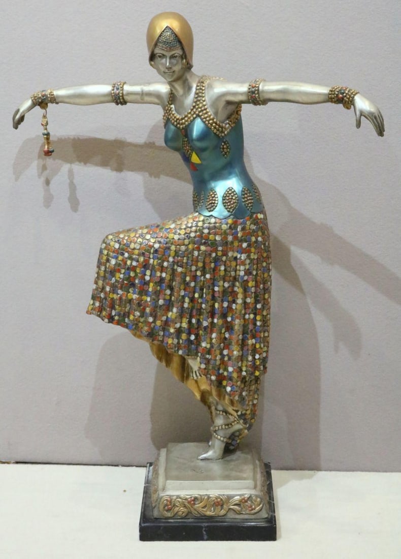After Chiparus "Shimmer" Polychrome Bronze Sculpture (1 of 6)