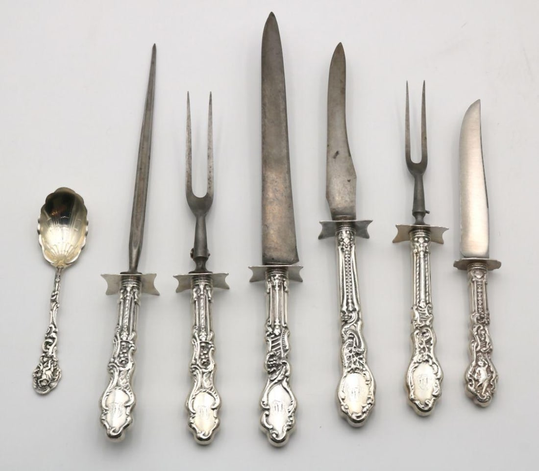 6 Pc. Gorham "Versailles" Sterling Carving Set & Spoon (1 of 3)