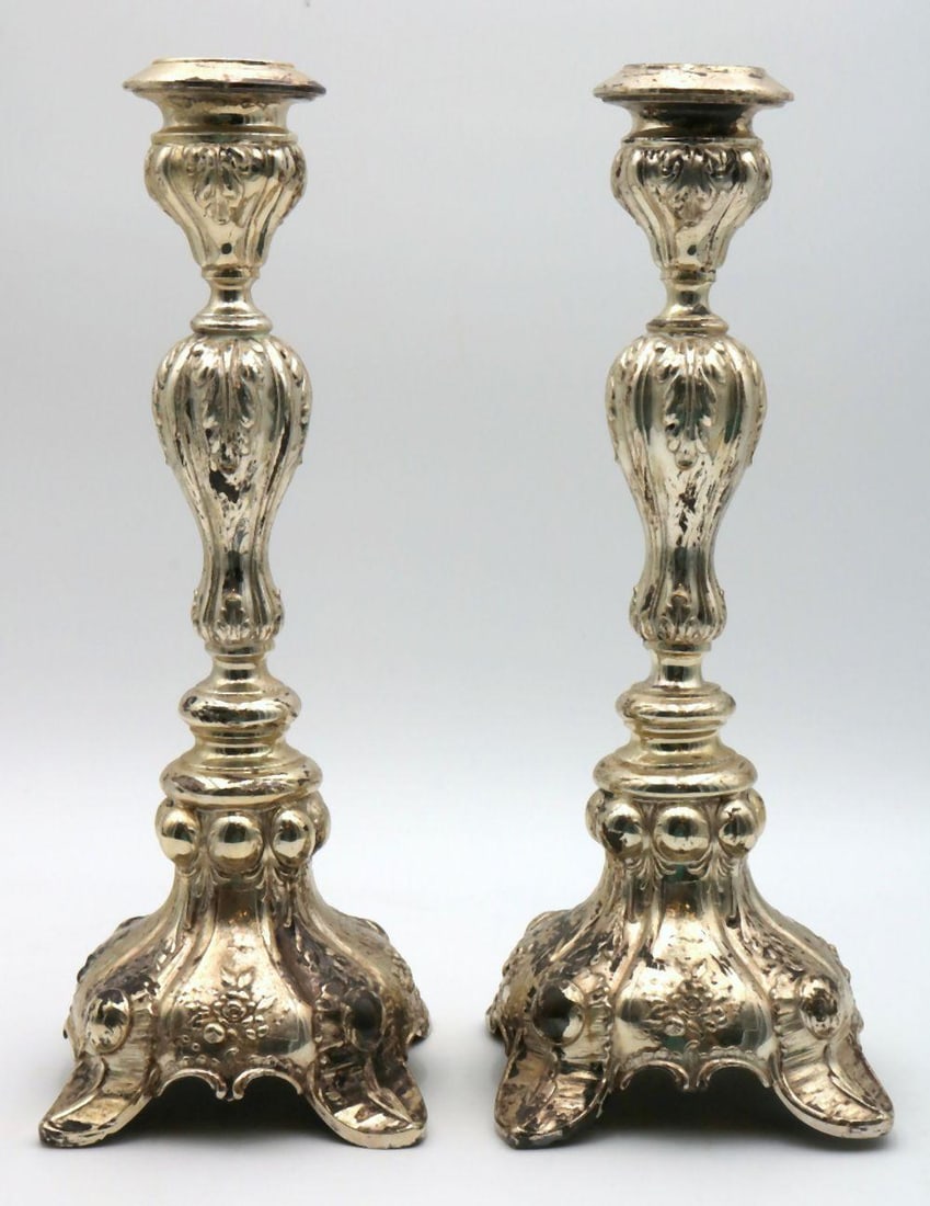 Antique European Silver Plated Candlesticks (1 of 4)