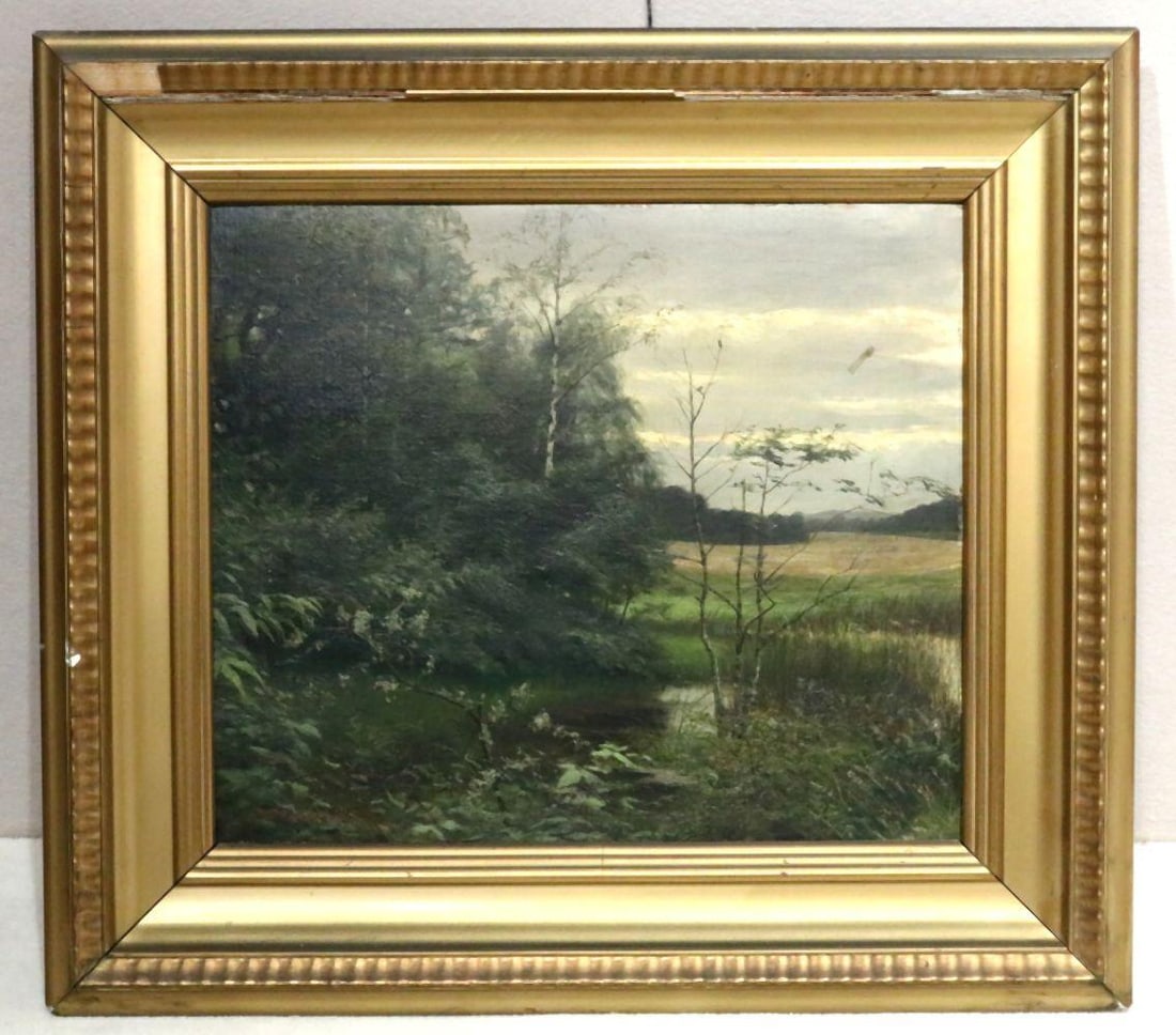 Antique Signed Oil Painting on Masonite (1 of 4)