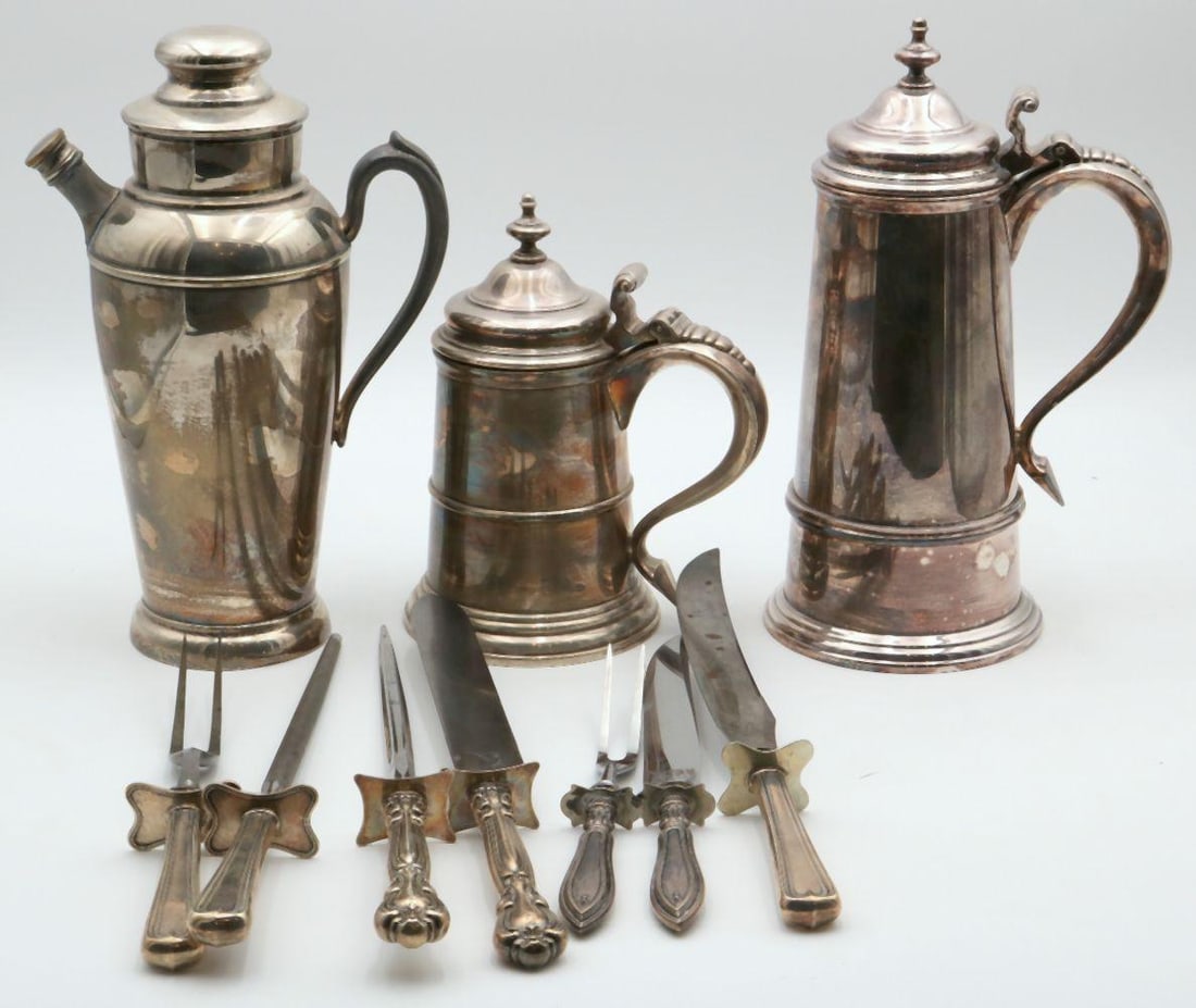 Lot of Silver Plated Mugs & Meat Carving Sets (1 of 4)