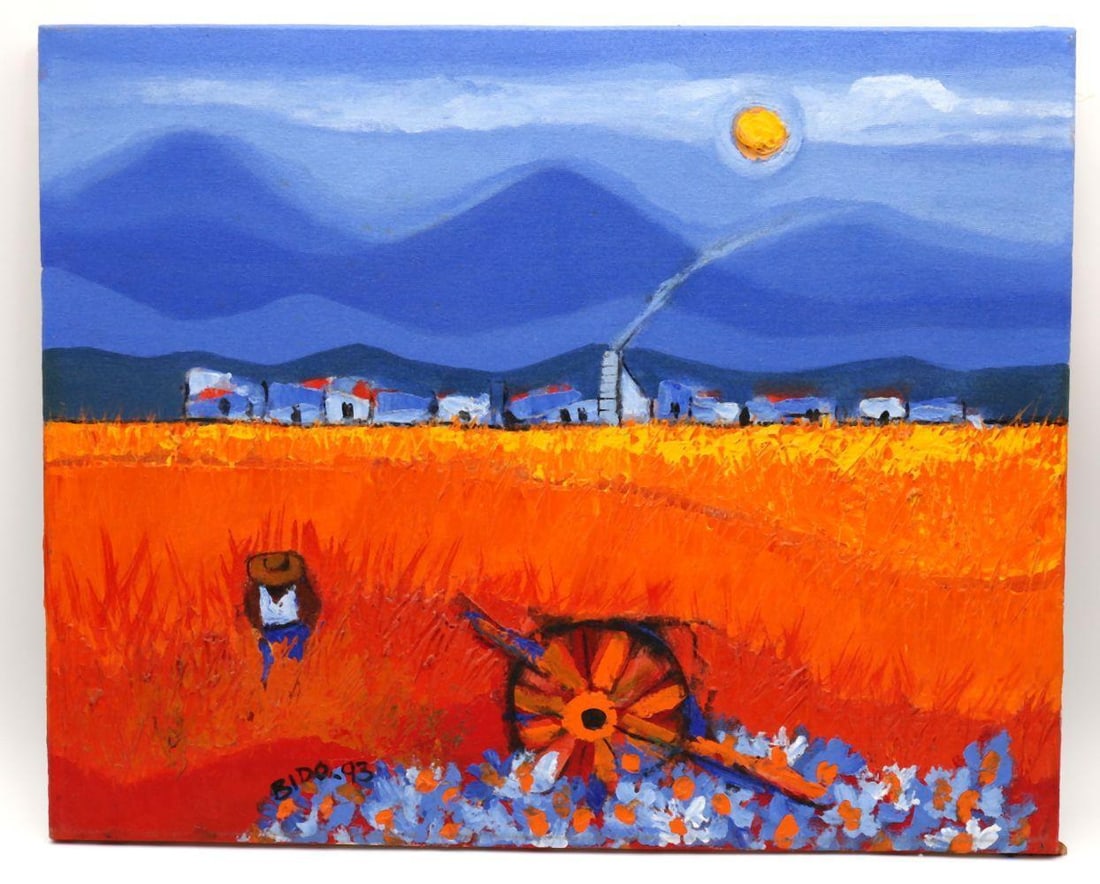 Candido Bido (Dominican, 1936-2011) "El Ingenio" Oil Painting on Canvas (1 of 5)