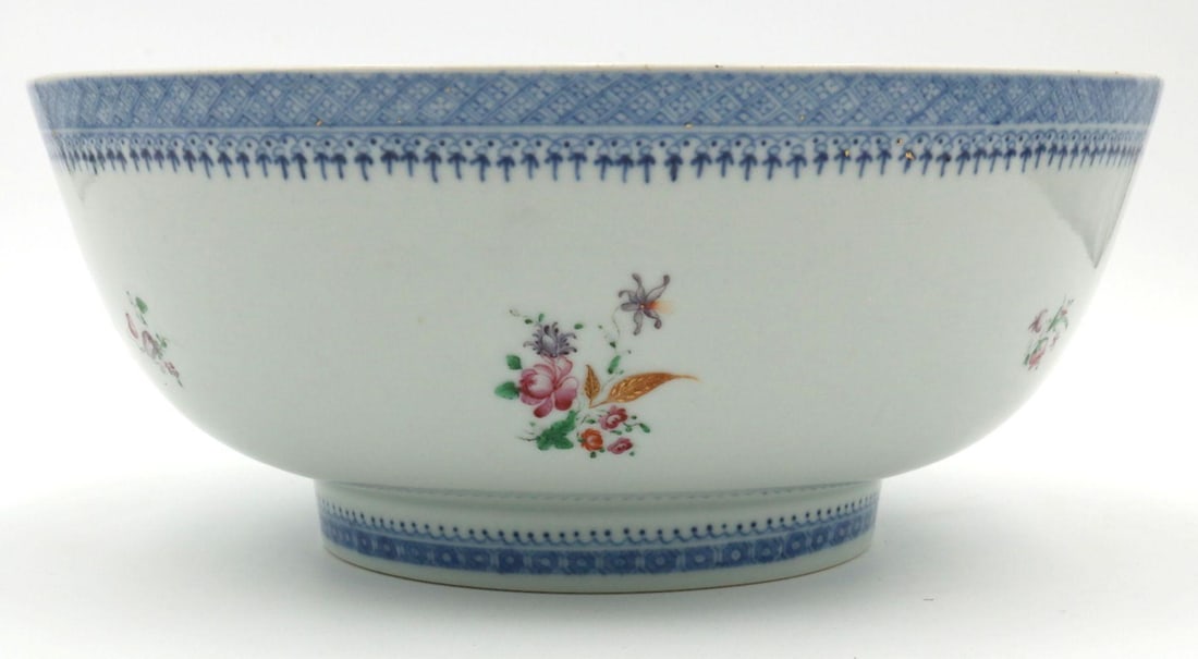Late 18th C. American Market Porcelain Punch Bowl (1 of 8)