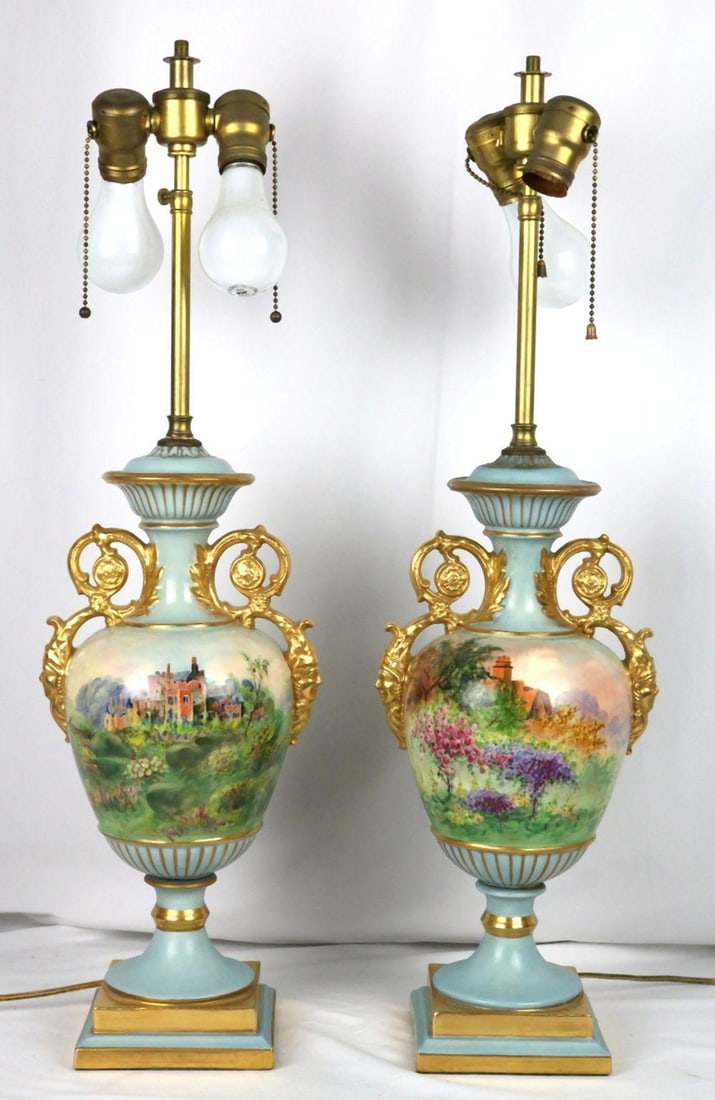 Antique French Hand Painted Porcelain Lamps (1 of 7)